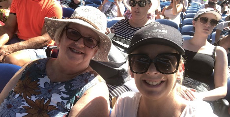 Judith Ahmat and Lucy Cue at the Australian Open.